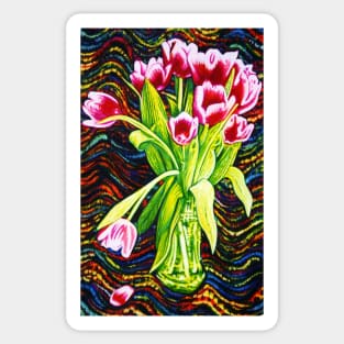 Still Life: Vase with Tulips on a Dagny Knit. Sticker